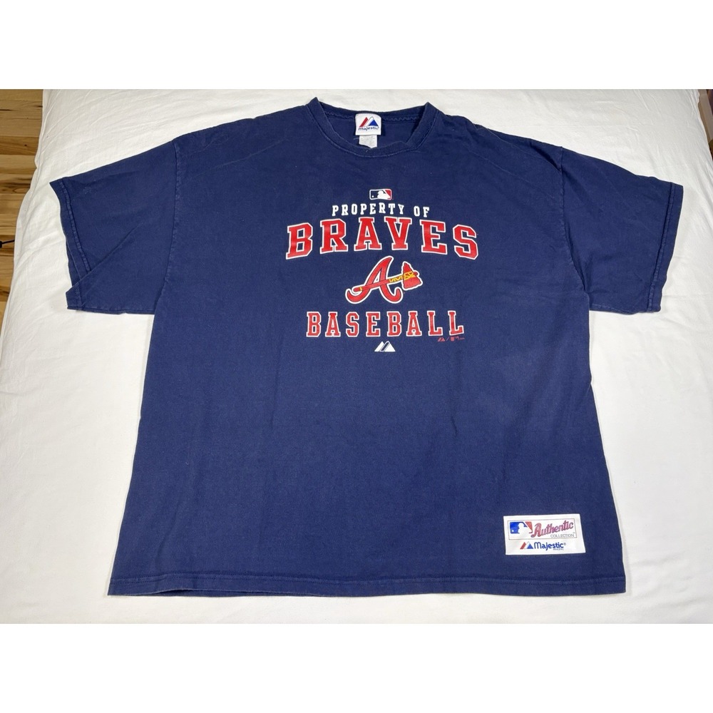 Vintage 2009 Atlanta Braves T Shirt XL Majestic Authentic Collection Jock Tag
